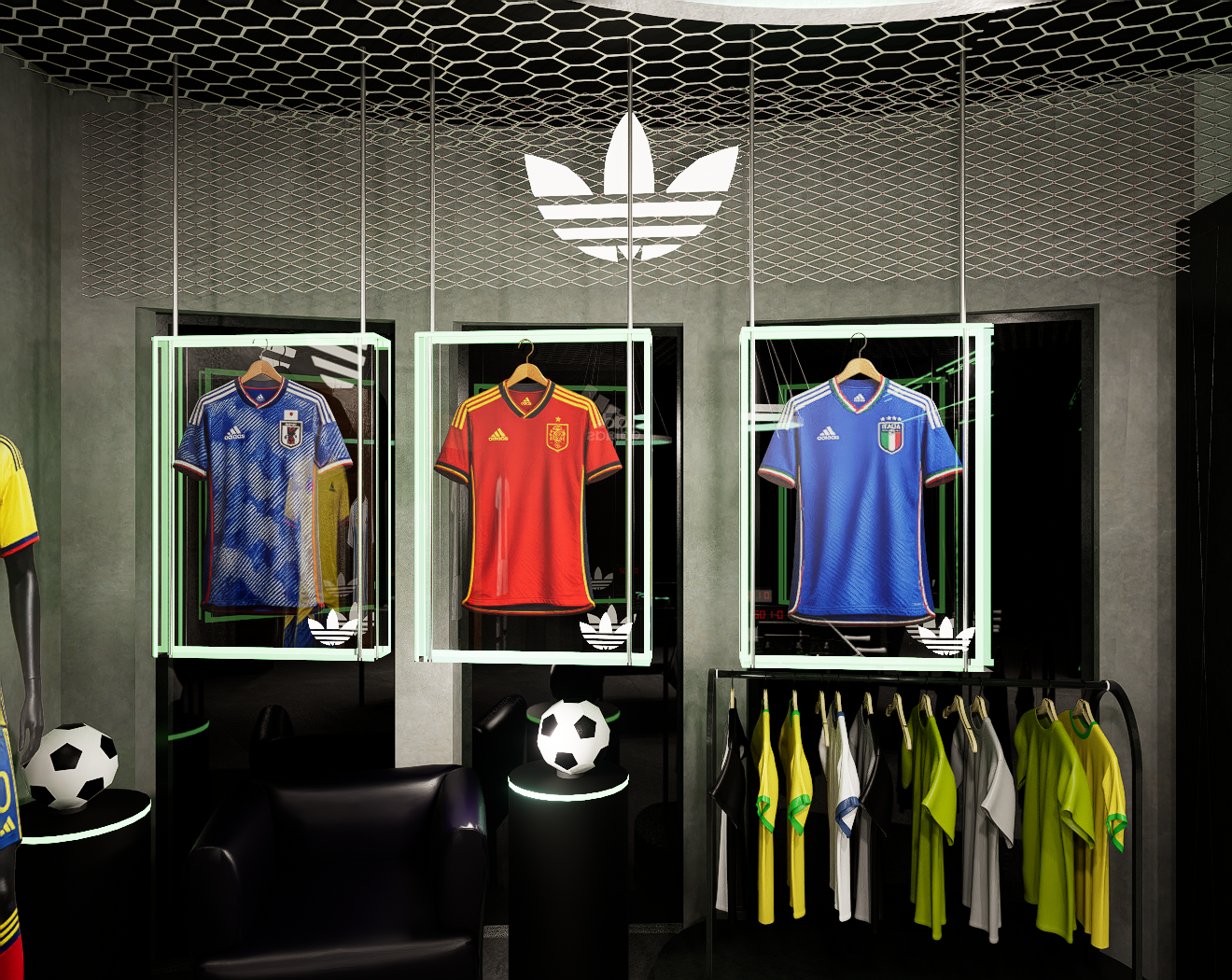 Adidas · Local comercial — La identidad ocupa el espacio.